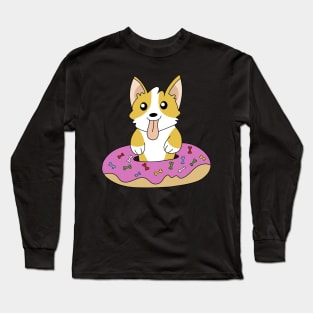 Corgi Dog Donut Long Sleeve T-Shirt